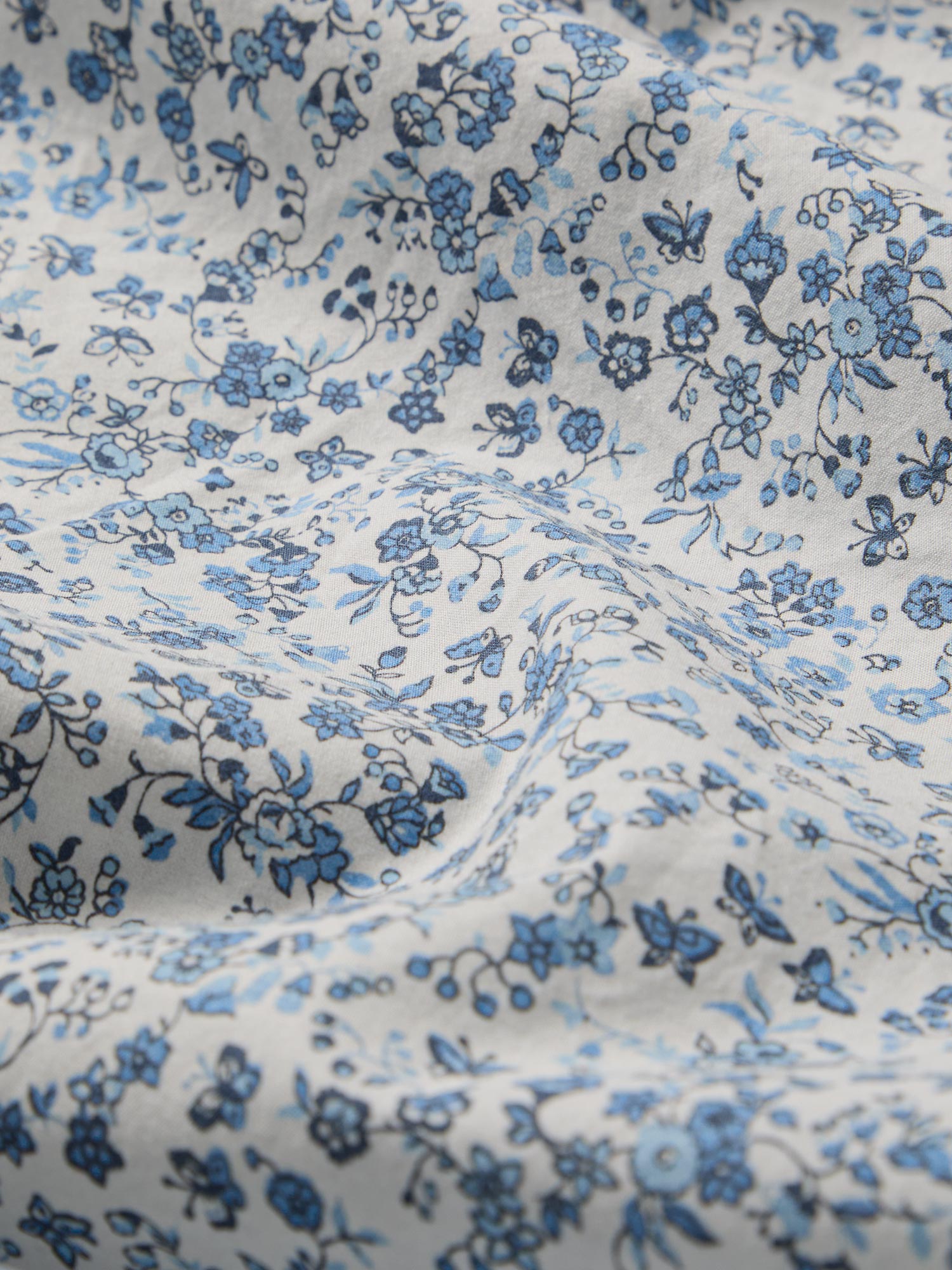 Blue Mini Meadow Cotton Fitted Sheet - Image 3