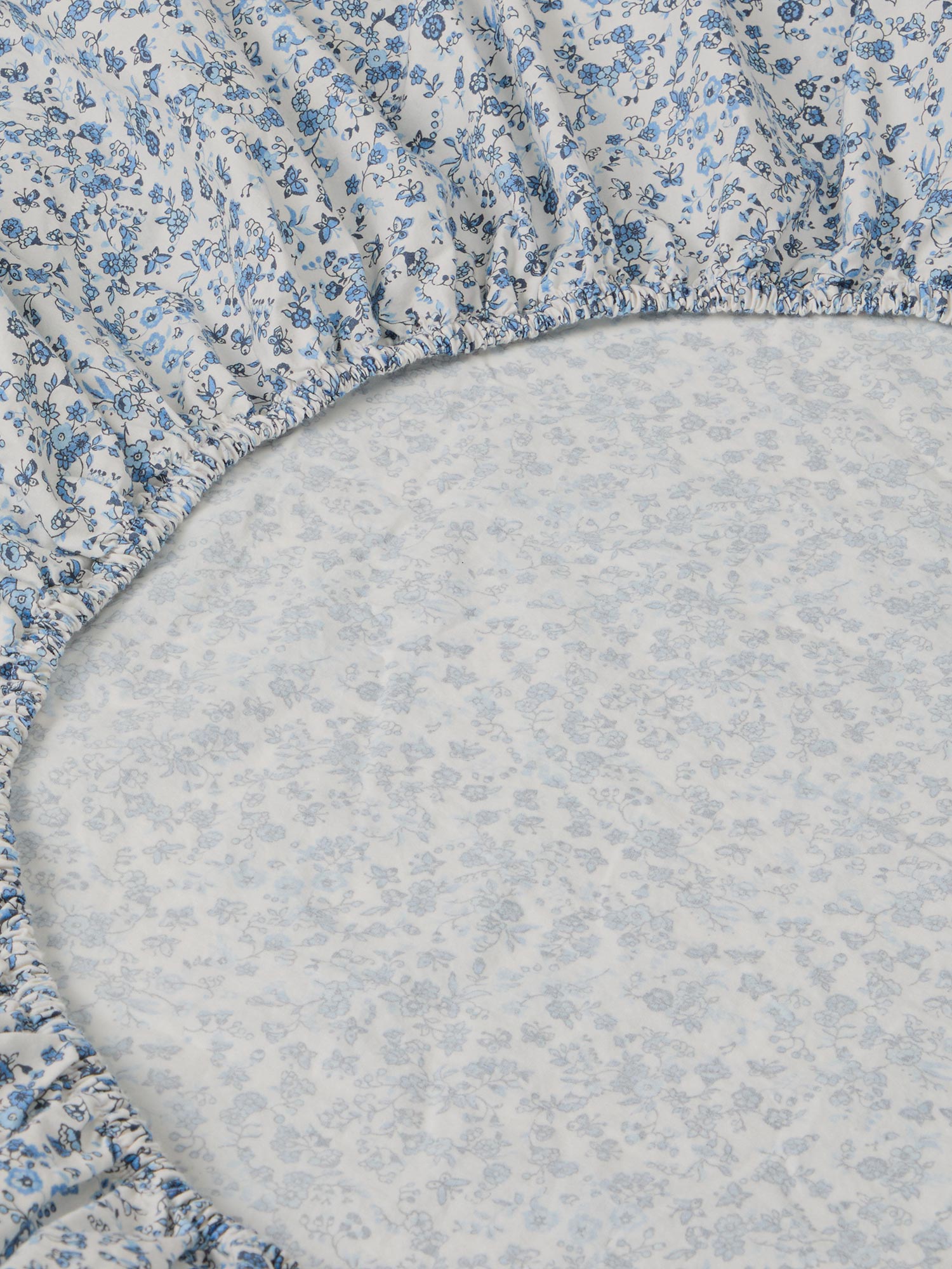 Blue Mini Meadow Cotton Fitted Sheet - Image 2