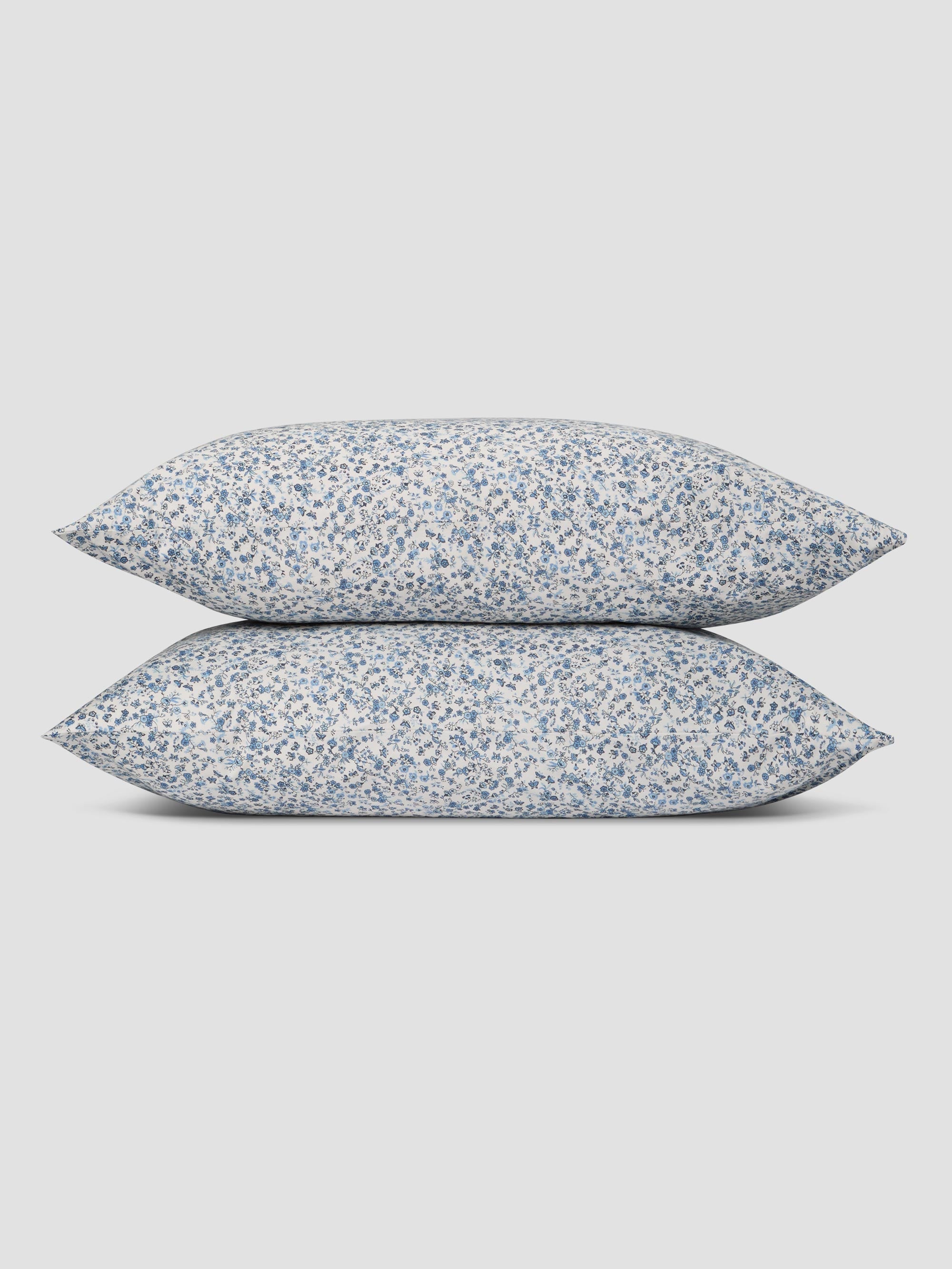 Blue Mini Meadow Cotton Pillowcases (Pair) - Image 2