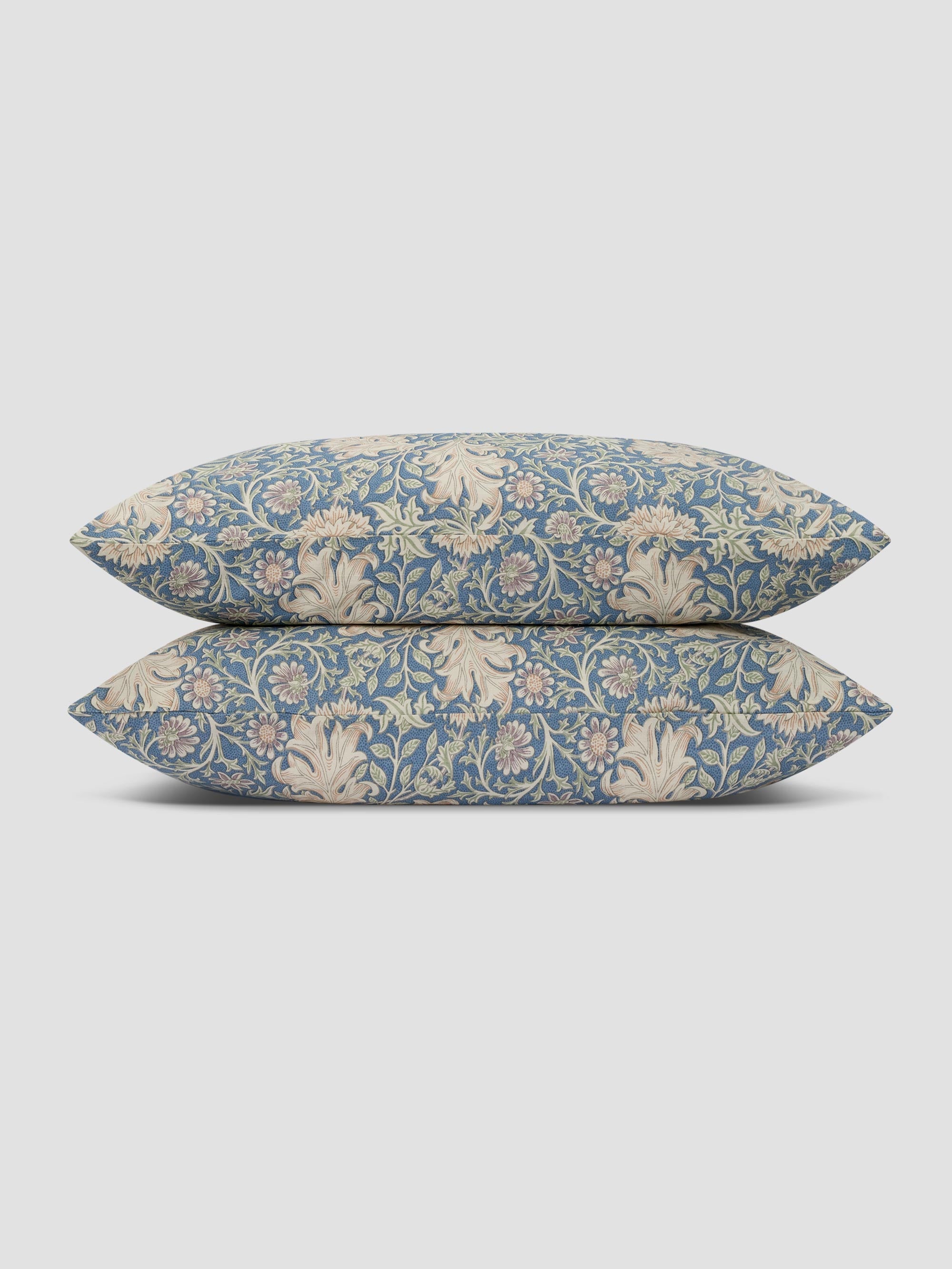 Webbs Blue Double Bough Linen Blend Pillowcases (Pair) - Image 2
