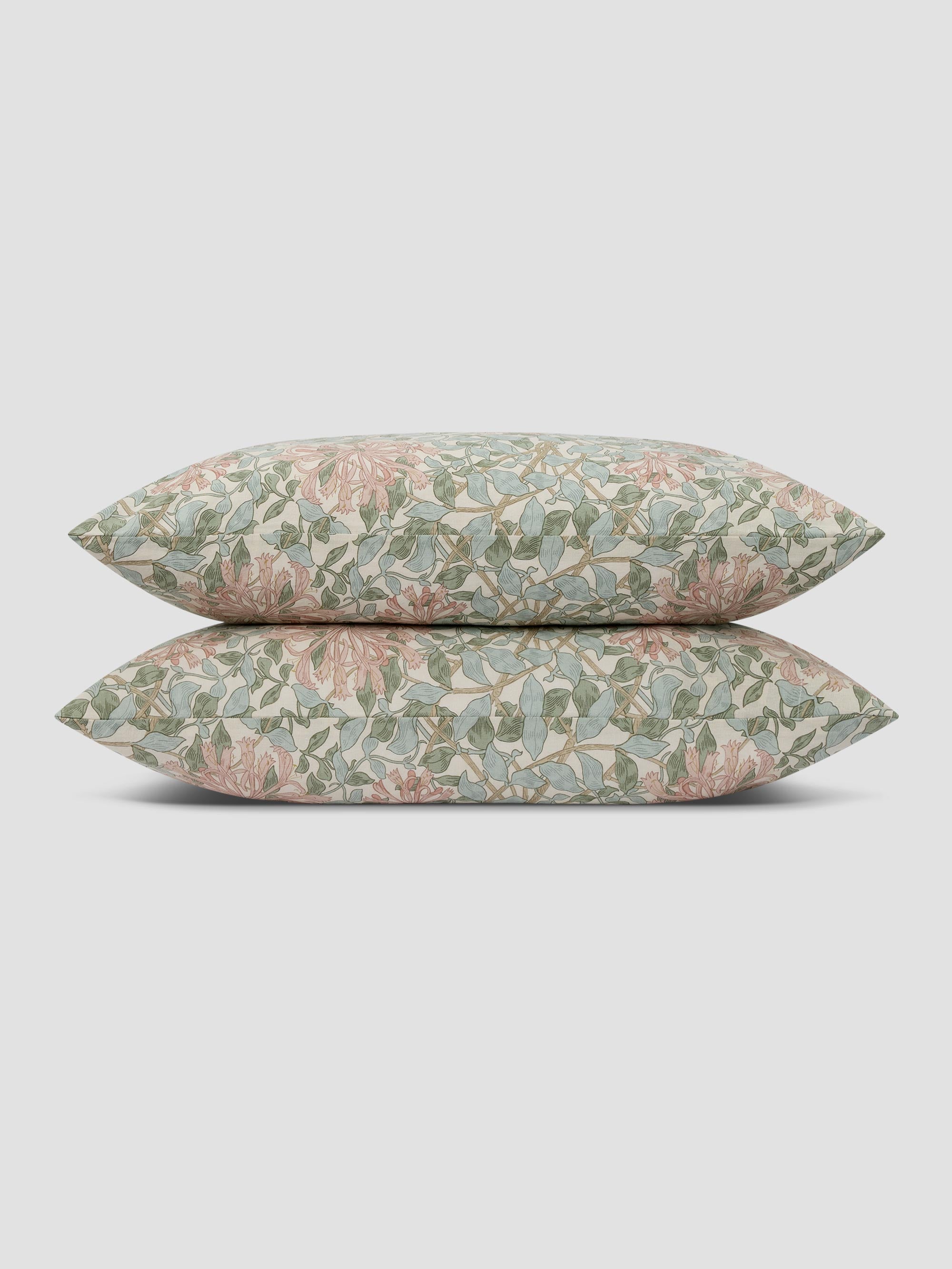 Soft Sage Honeysuckle Linen Blend Pillowcases (Pair) - Image 2