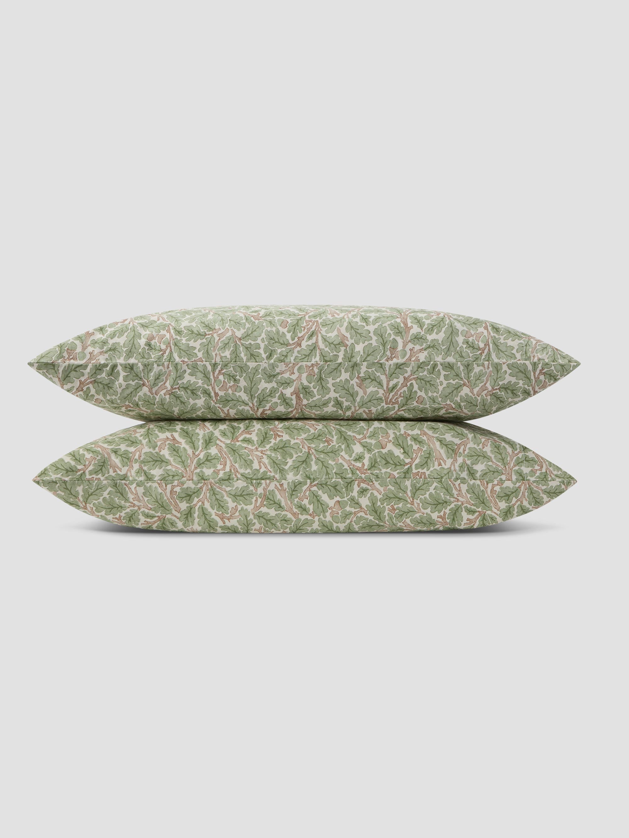 Leafy Arbour Oak Washed Cotton Percale Pillowcases (Pair) - Image 2