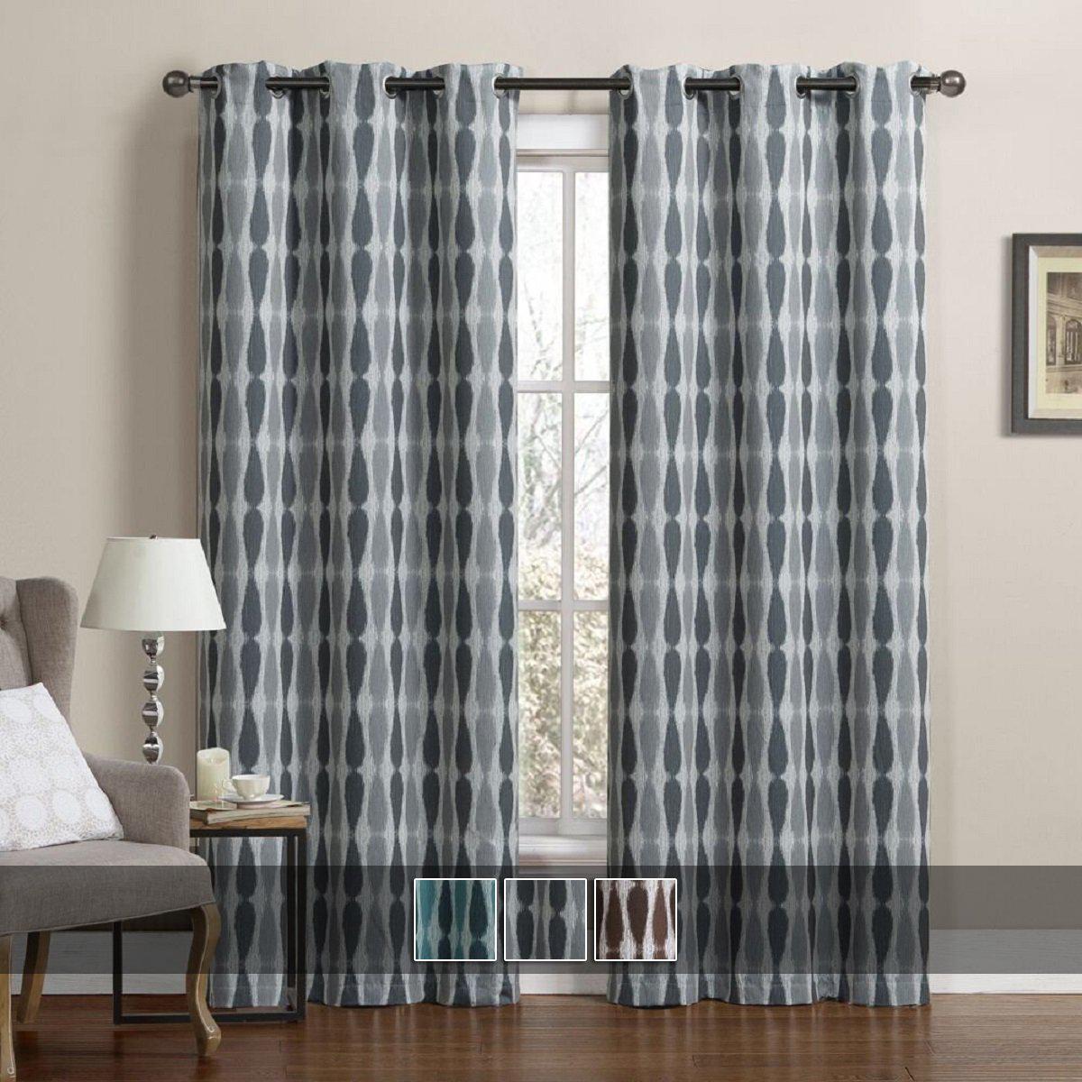 Printed Mansoon Triple Weave Blackout Curtain Panels 76Wx84L(Set Of 2)