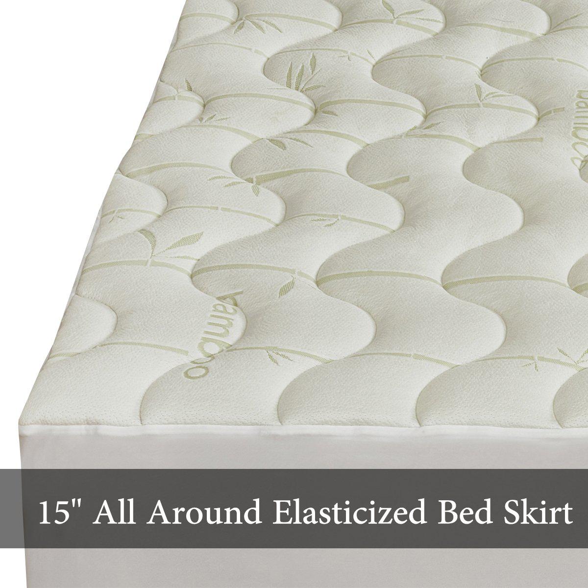 Top Split Cal King (Flex CalKing) Waterproof Bamboo Jacquard Mattress Pad - Image 4