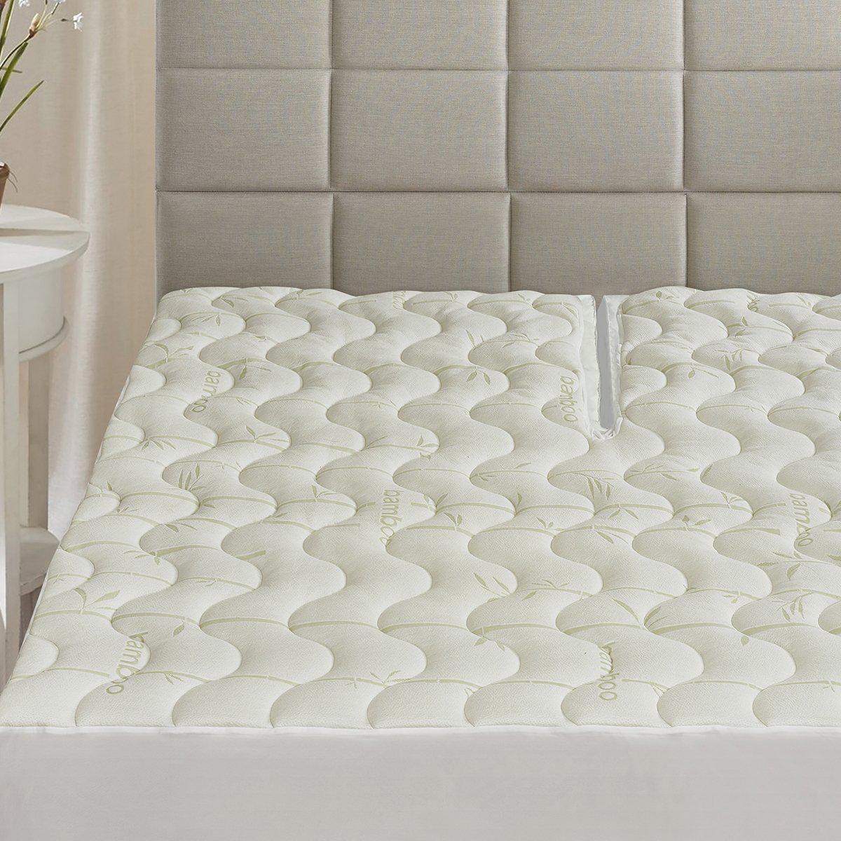 Top Split Cal King (Flex CalKing) Waterproof Bamboo Jacquard Mattress Pad