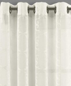 Embroidered Melanie Grommet Top Sheer Curtain Pair (Set of 2 )