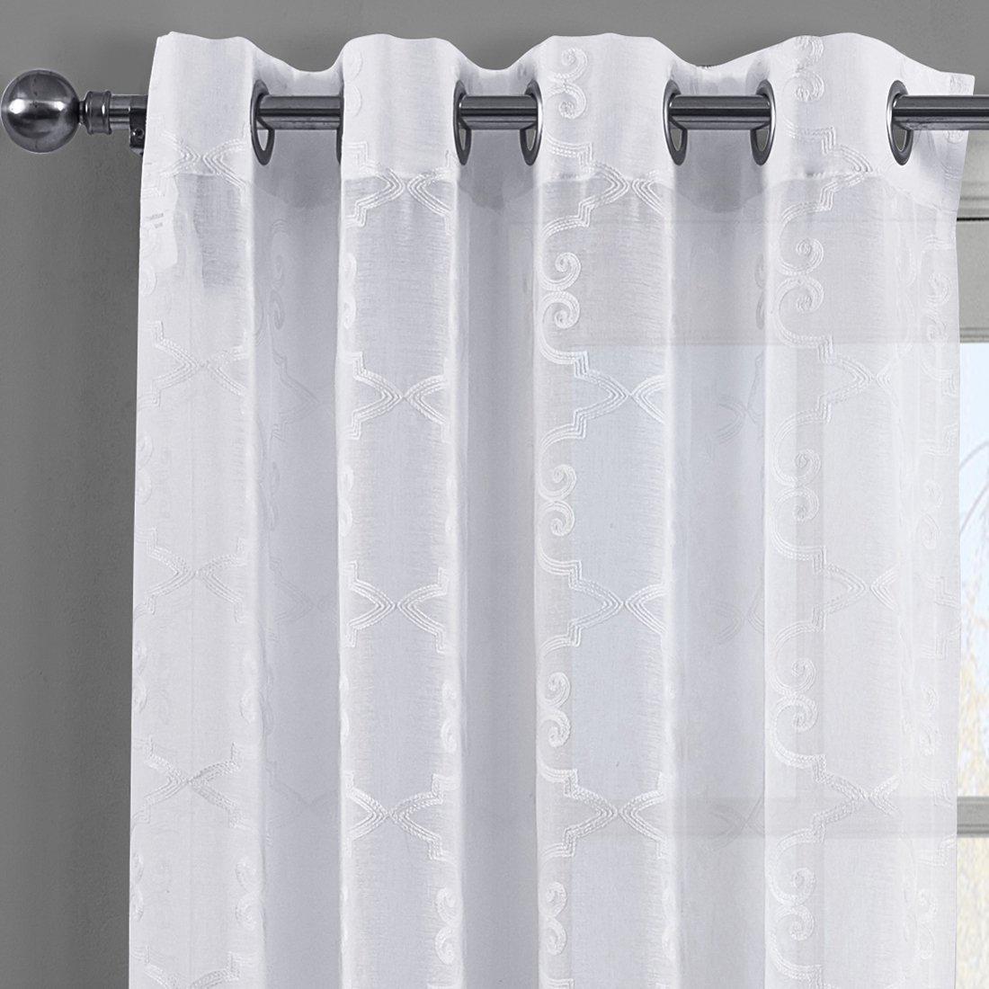 Embroidered Melanie Grommet Top Sheer Curtain Pair (Set of 2 ) - Image 4