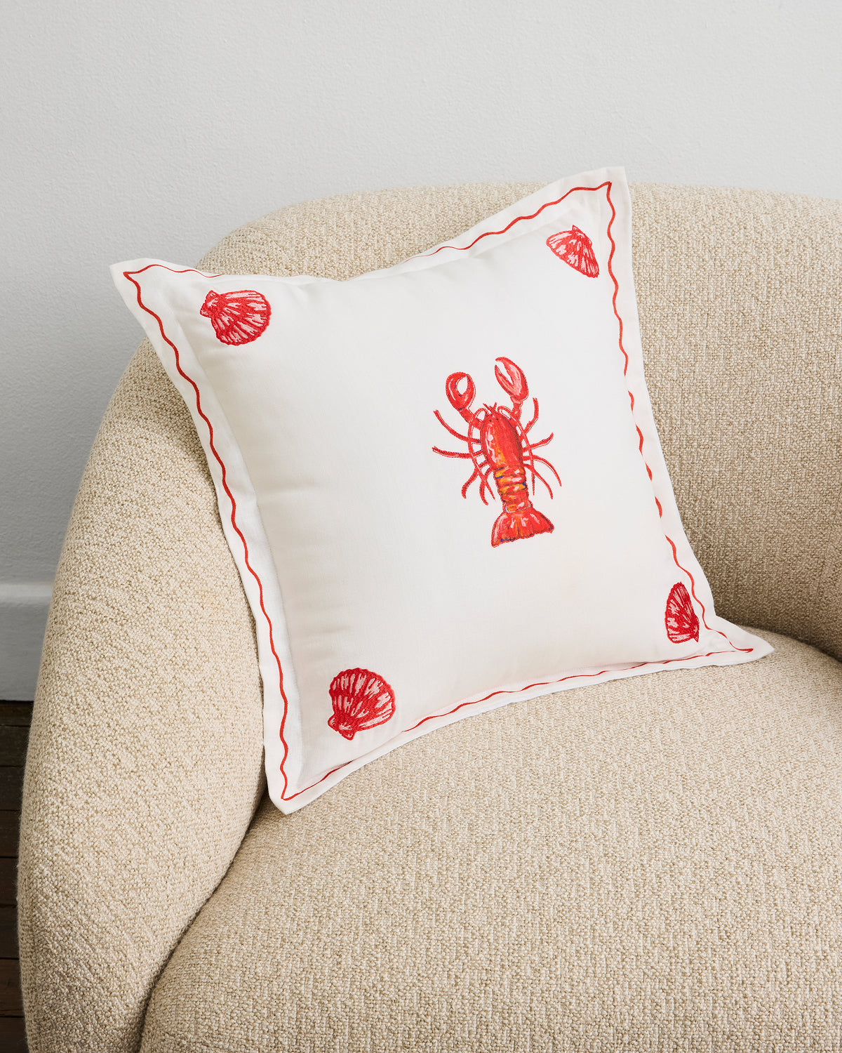 La Sirène 'Lobster' 100% French Flax Linen Cushion Cover