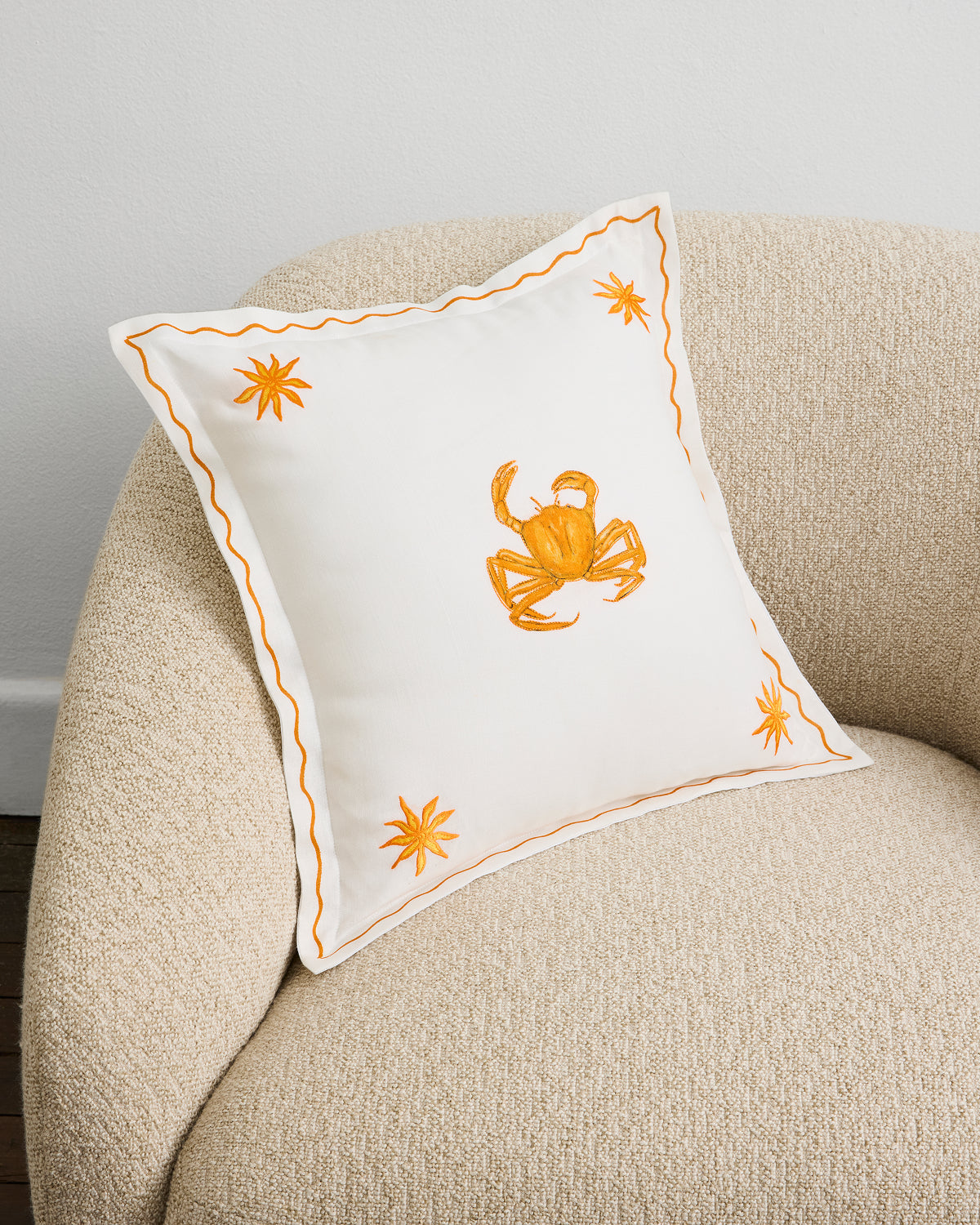 La Sirène 'Crab' 100% French Flax Linen Cushion Cover
