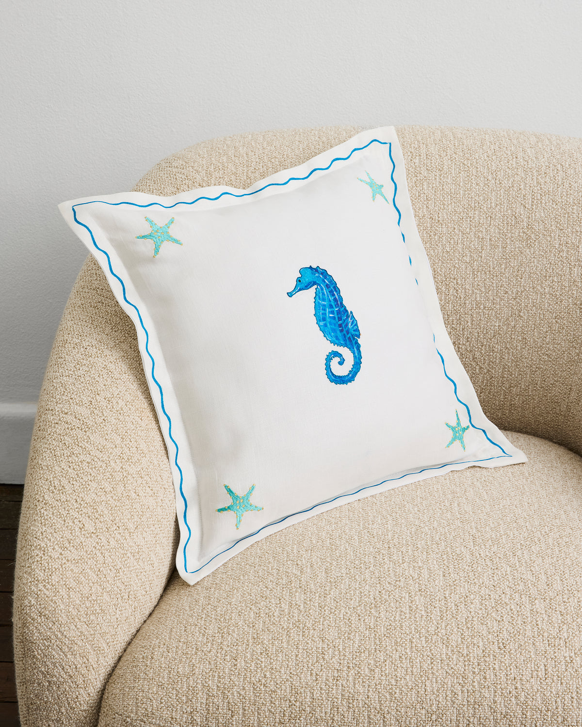 La Sirène 'Seahorse' 100% French Flax Linen Cushion Cover