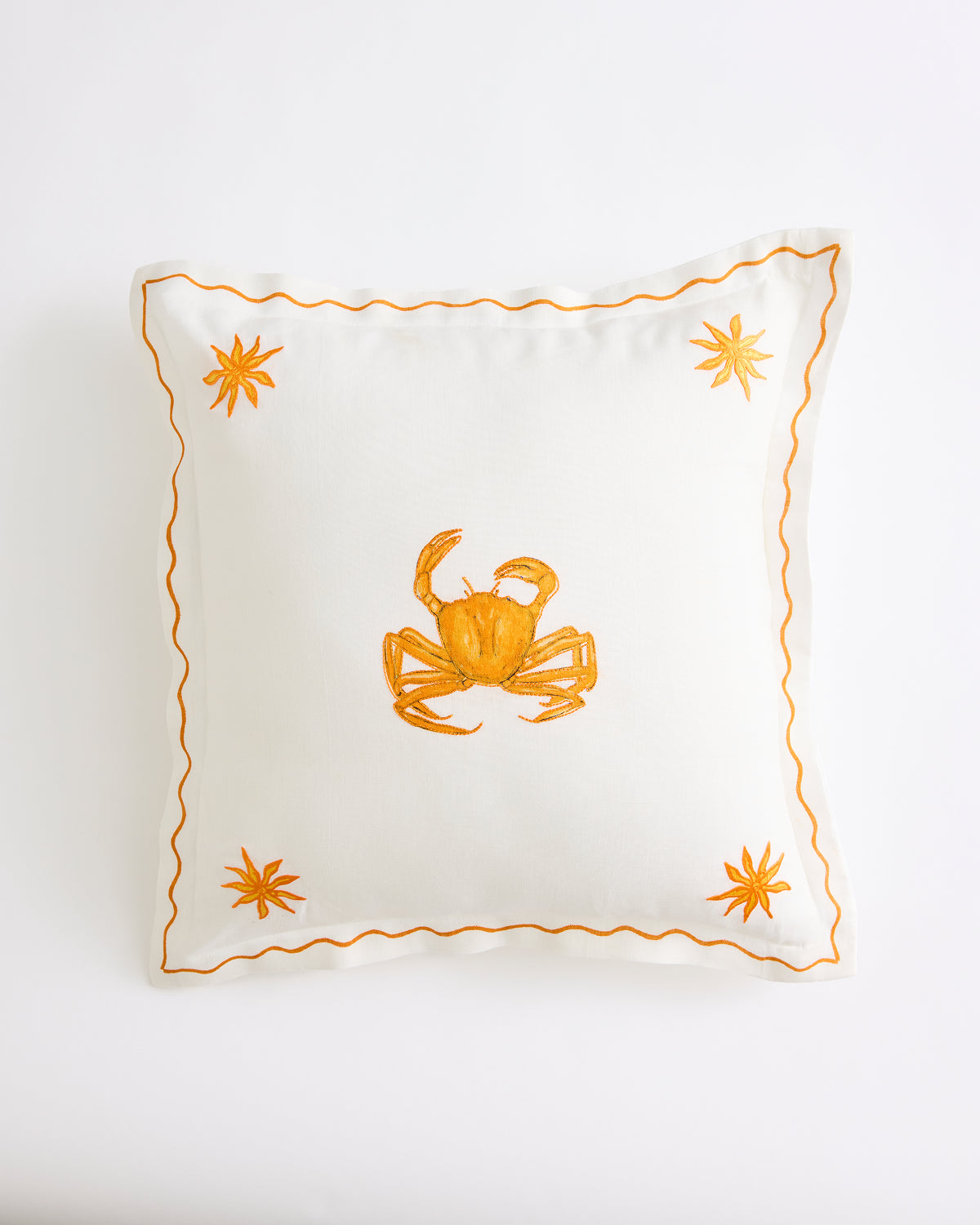 La Sirène 'Crab' 100% French Flax Linen Cushion Cover - Image 2