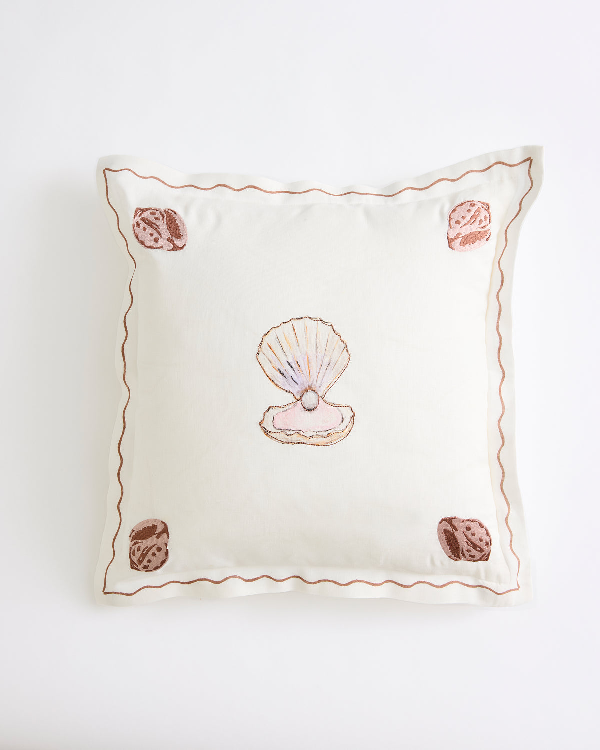 La Sirène 'Clam Shell' 100% French Flax Linen Cushion Cover - Image 2