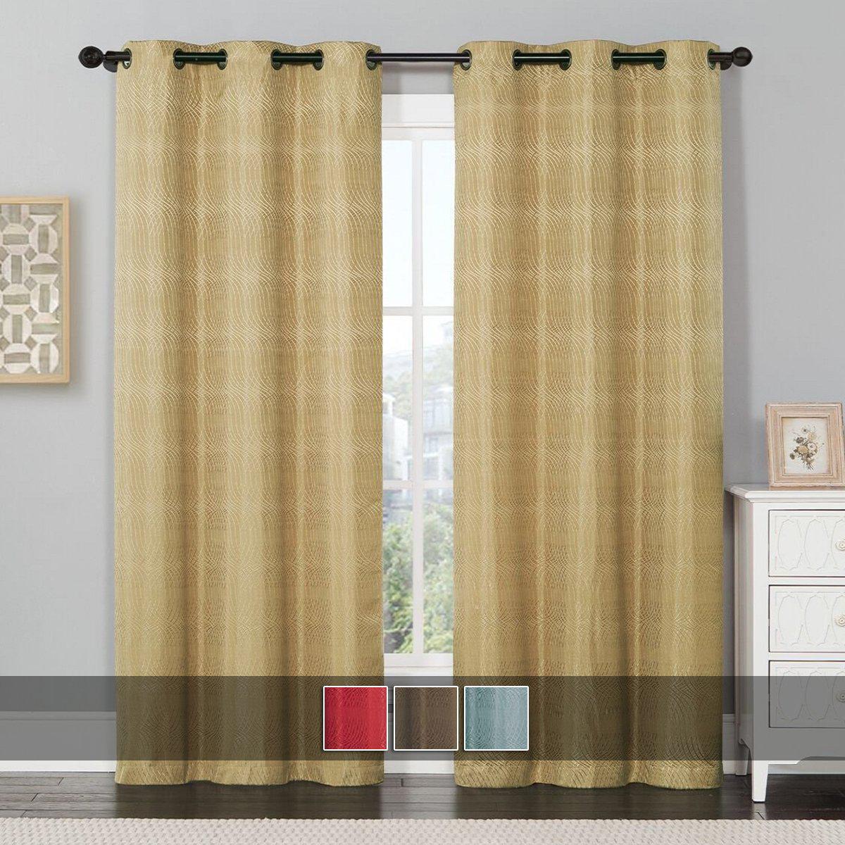 Murry Thermal Blackout Curtain Panels Jacquard Textured 76Wx84L(Set Of 2)