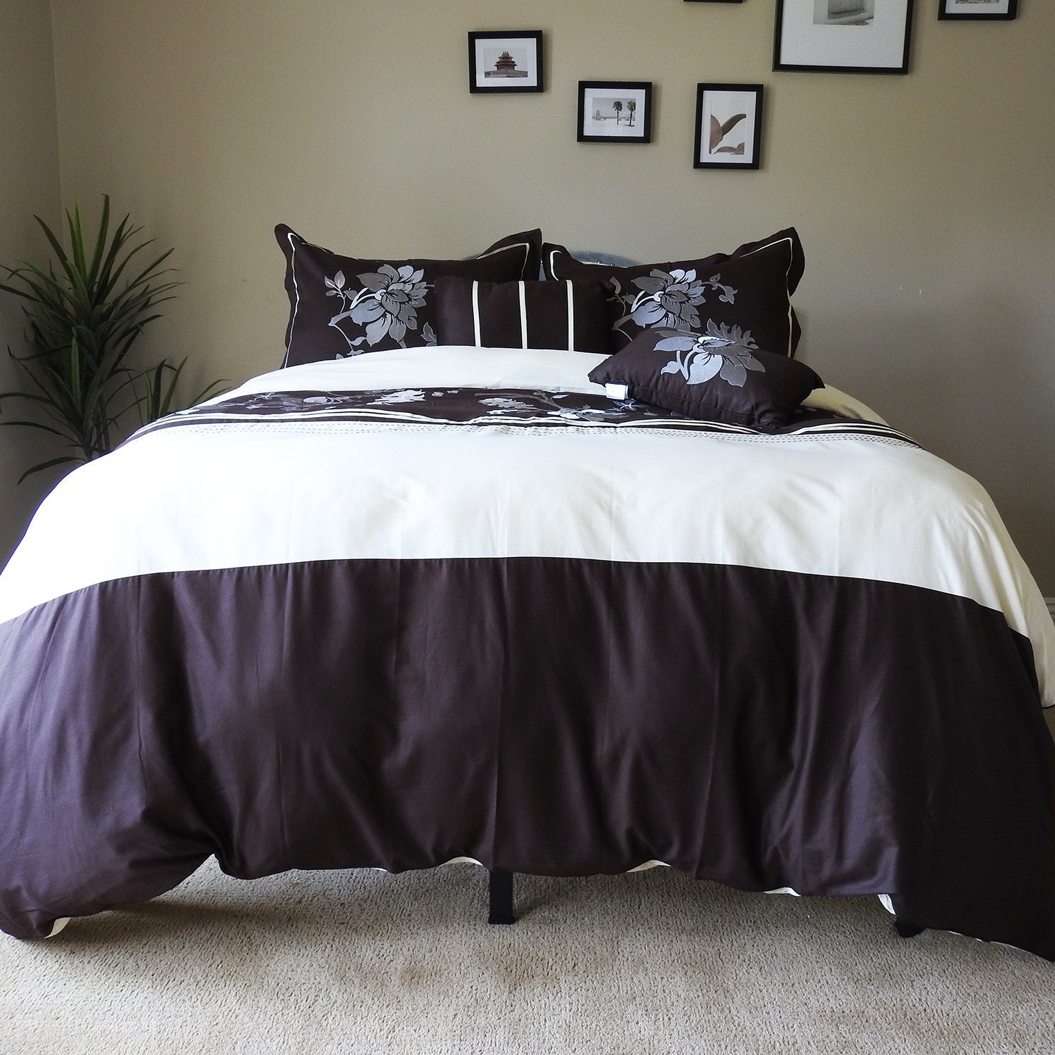 Chocolate Duvet Cover Set 5 Piece Myra. Full/Queen - Image 2