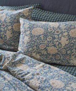 Webbs Blue Double Bough Linen Blend Pillowcases (Pair)