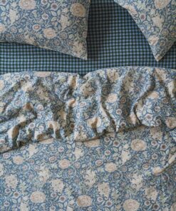 Webbs Blue Double Bough Linen Blend Duvet Cover