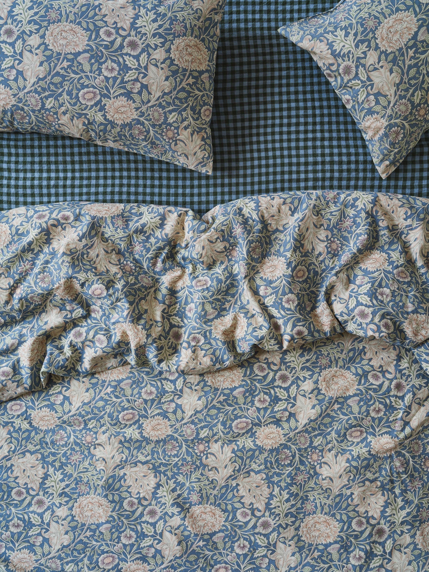 Webbs Blue Double Bough Linen Blend Duvet Cover