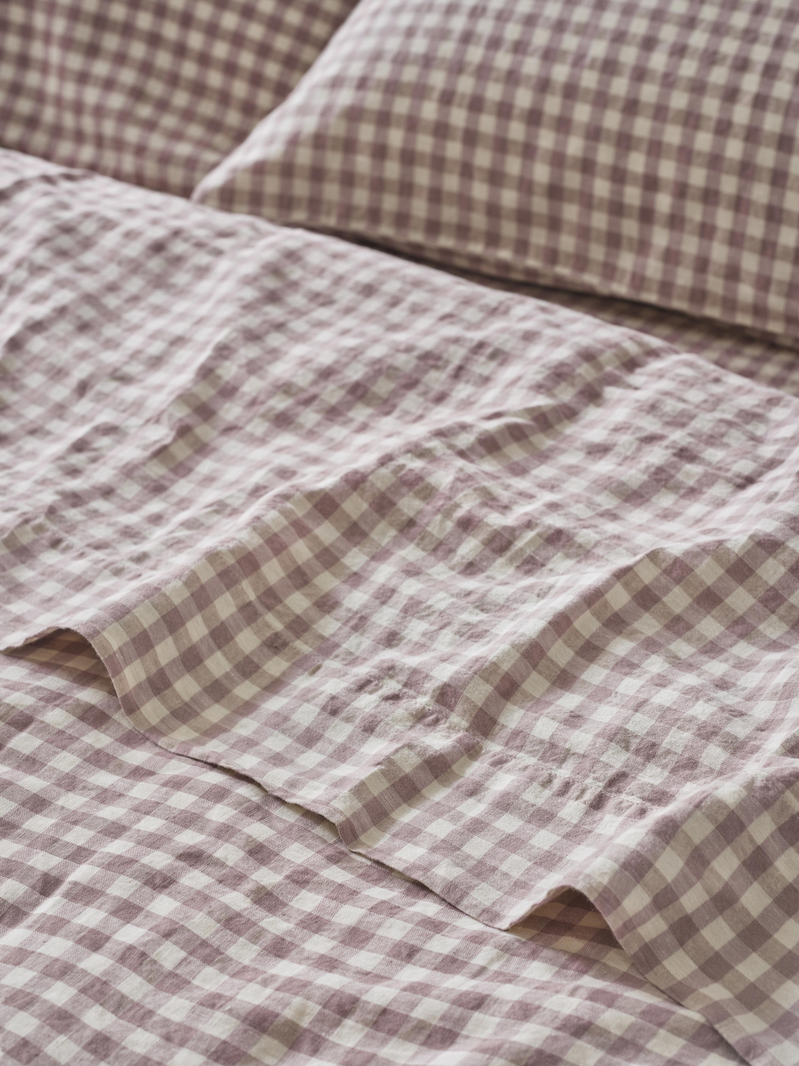 Elderberry Gingham Linen Blend Flat Sheet