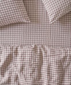 Elderberry Gingham Linen Blend Fitted Sheet