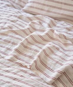 Rhubarb Kemptown Stripe 100% Linen Flat Sheet