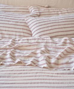 Rhubarb Kemptown Stripe 100% Linen Pillowcase (Pair)