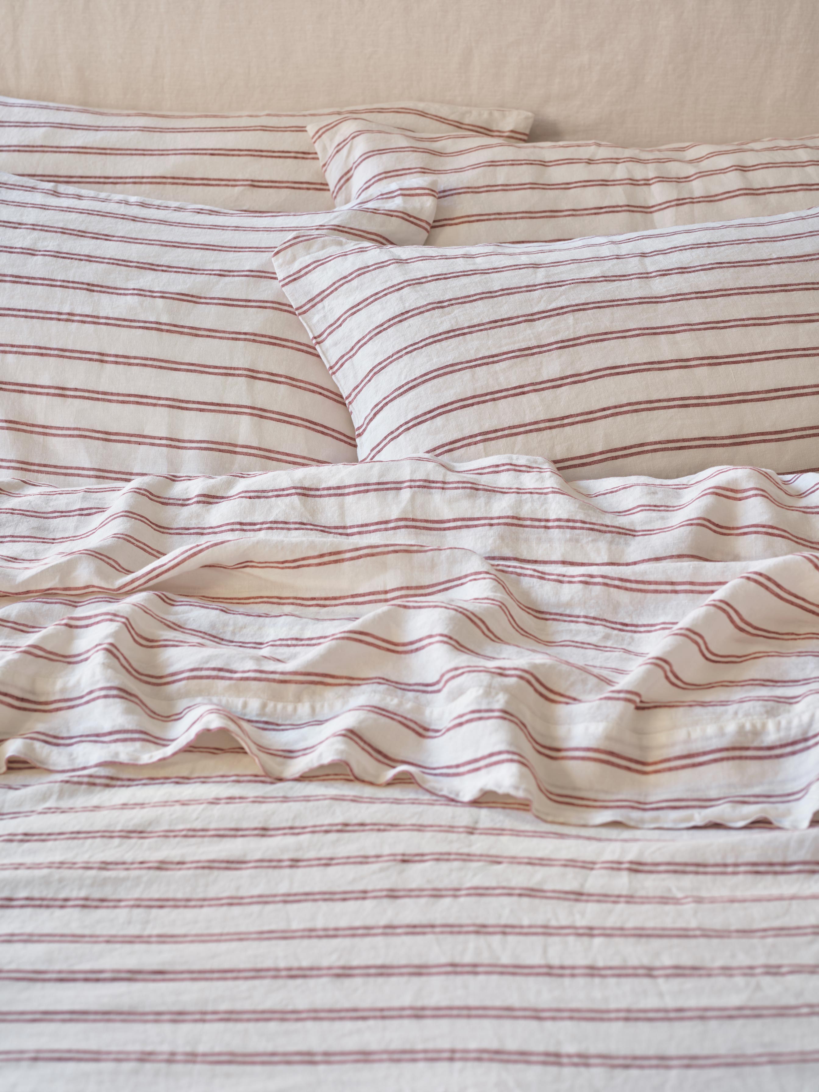 Rhubarb Kemptown Stripe Linen Blend Pillowcase (Pair)
