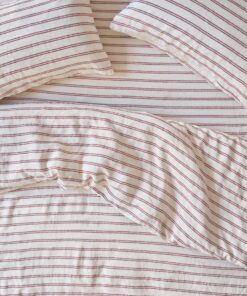 Rhubarb Kemptown Stripe Linen Blend Duvet Cover