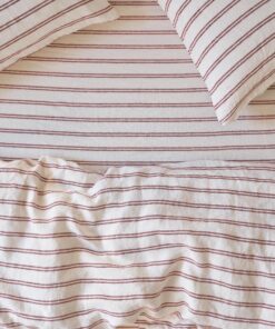 Rhubarb Kemptown Stripe 100% Linen Fitted Sheet