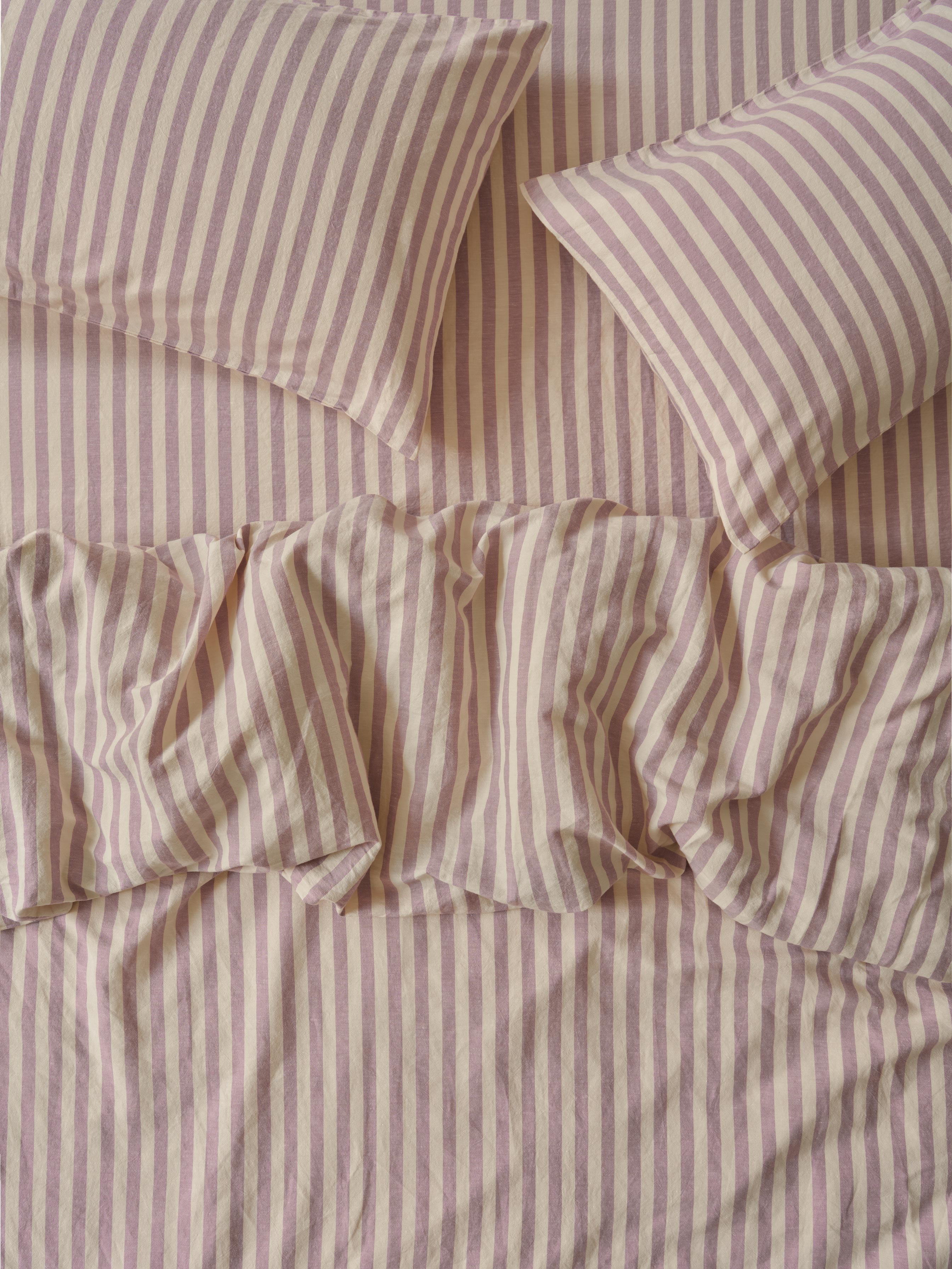 Elderberry Pembroke Stripe Linen Blend Duvet Cover