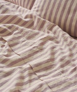 Elderberry Pembroke Stripe Linen Blend Flat Sheet