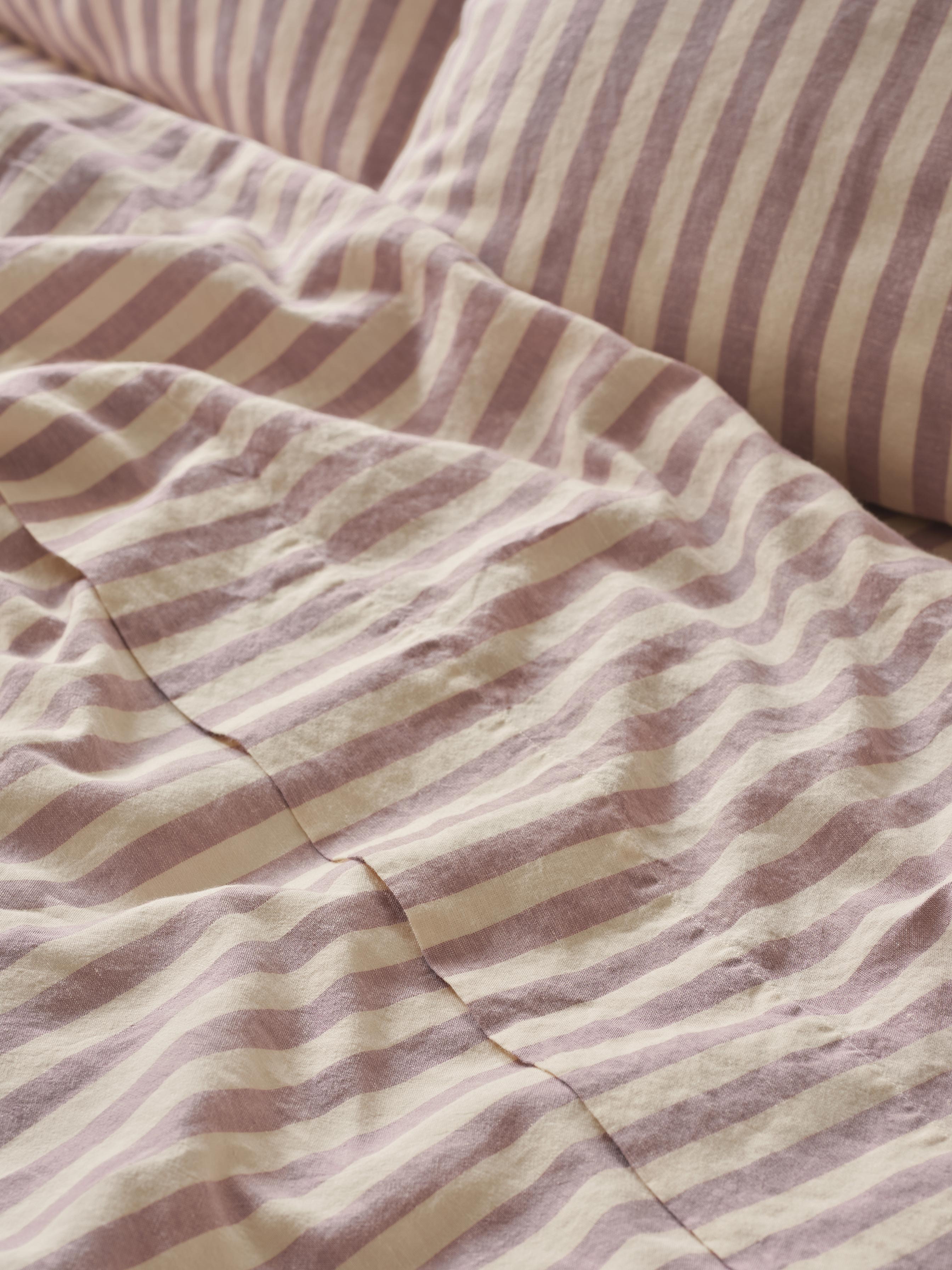 Elderberry Pembroke Stripe Linen Blend Flat Sheet