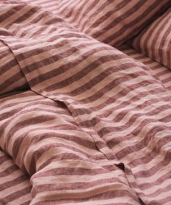 Rhubarb & Rose Pembroke Stripe Linen Blend Flat Sheet