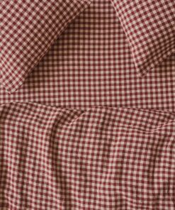Rhubarb Gingham 100% Linen Fitted Sheet
