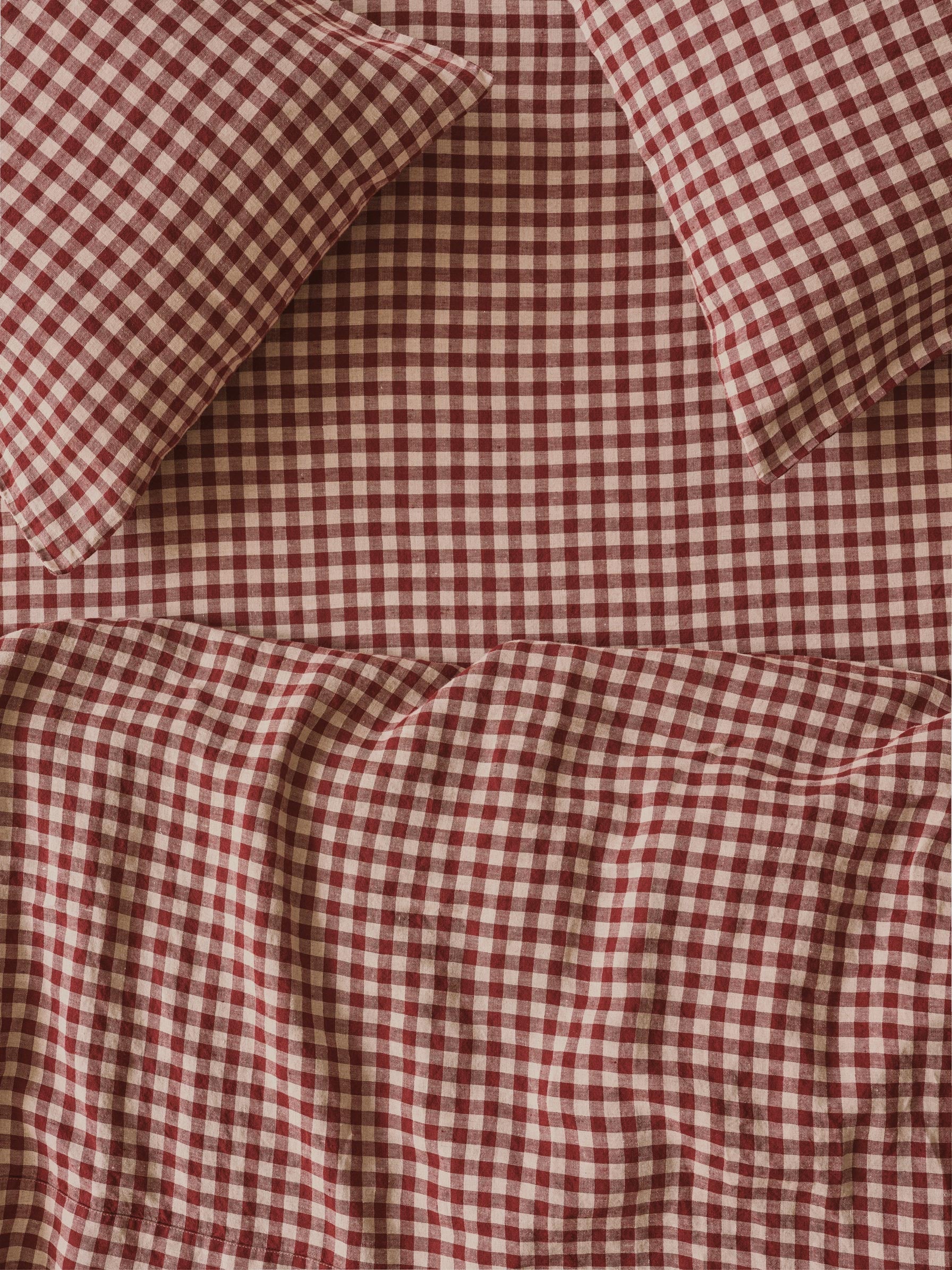 Rhubarb Gingham 100% Linen Fitted Sheet