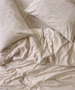 Cafe au Lait Small Gingham Cotton Duvet Cover