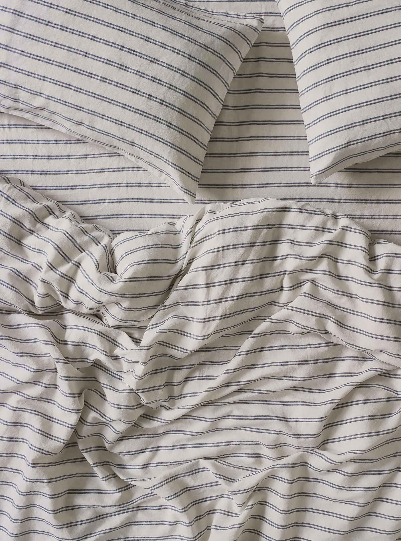 Ivory Kemptown Stripe Linen Blend Duvet Cover