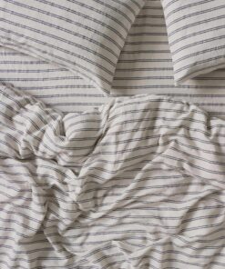 Ivory Kemptown Stripe 100% Linen Duvet Cover