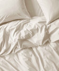 Mindful Cream Washed Cotton Percale Duvet Cover