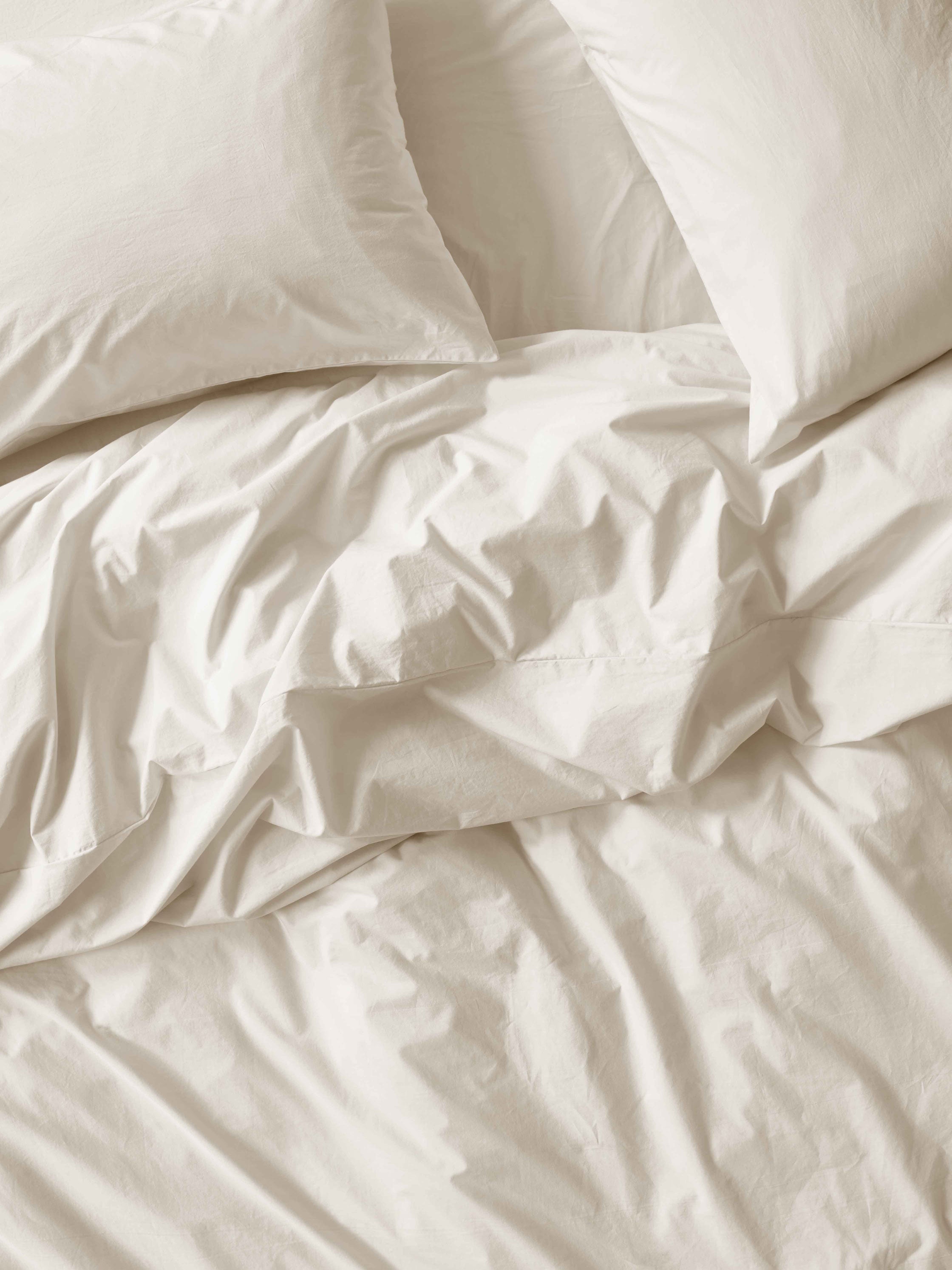 Mindful Cream Washed Cotton Percale Duvet Cover