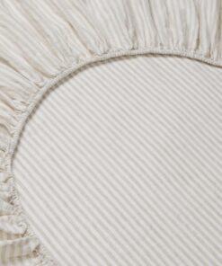 Oatmeal Stripe 100% Linen Fitted Sheet