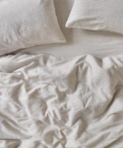 Oatmeal Stripe 100% Linen Duvet Cover