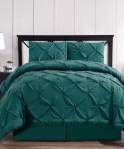Teal Oxford Double Needle Luxury Soft Pinch Pleated Comforter Set