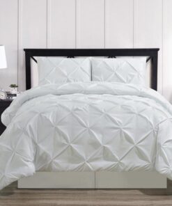 White Oxford Comforter Set Double Needle Luxury Soft Pinch Pleated