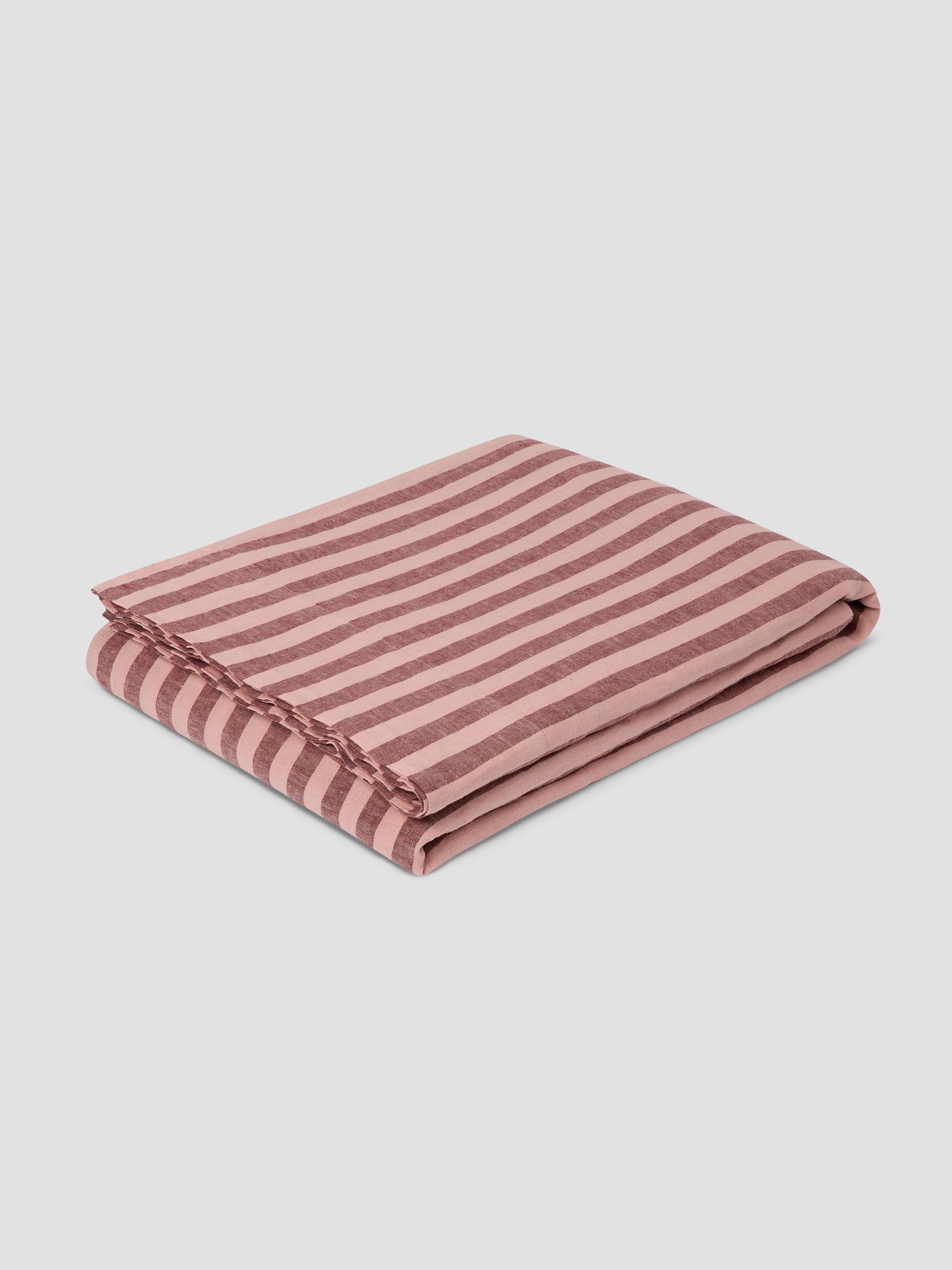 Rhubarb & Rose Pembroke Stripe Linen Blend Flat Sheet - Image 2