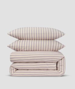 Elderberry Pembroke Stripe Linen Blend Duvet Set