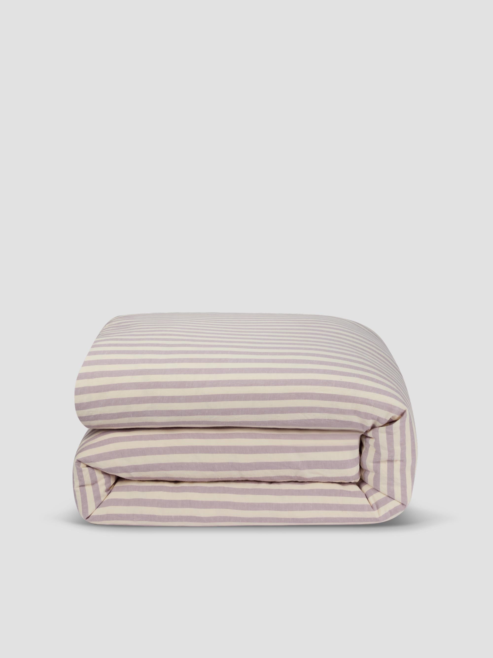Elderberry Pembroke Stripe Linen Blend Duvet Cover - Image 3