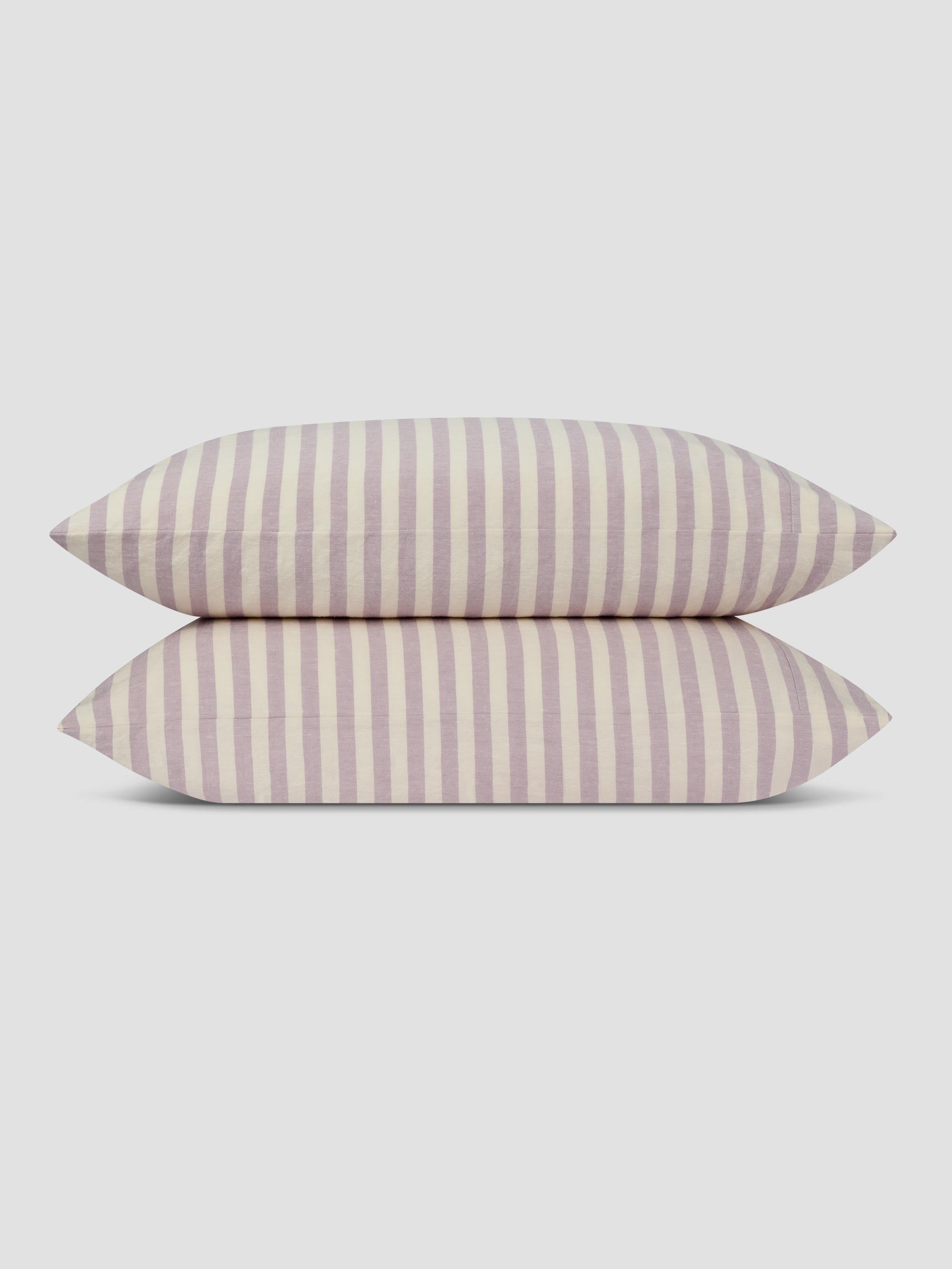 Elderberry Pembroke Stripe Linen Blend Pillowcase (Pair) - Image 2