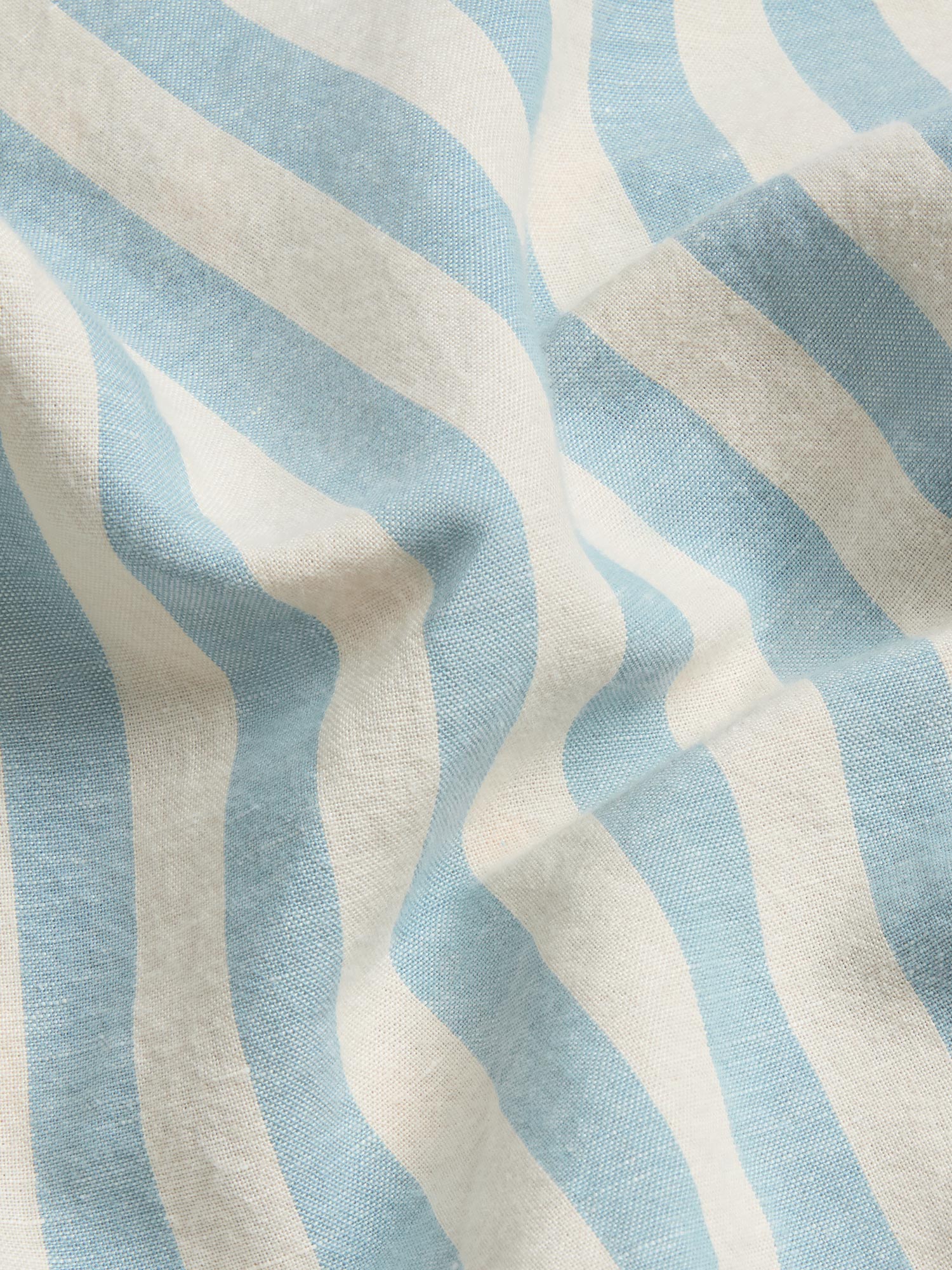 Coastal Blue Pembroke Stripe 100% Linen Flat Sheet - Image 2