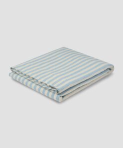 Coastal Blue Pembroke Stripe 100% Linen Flat Sheet
