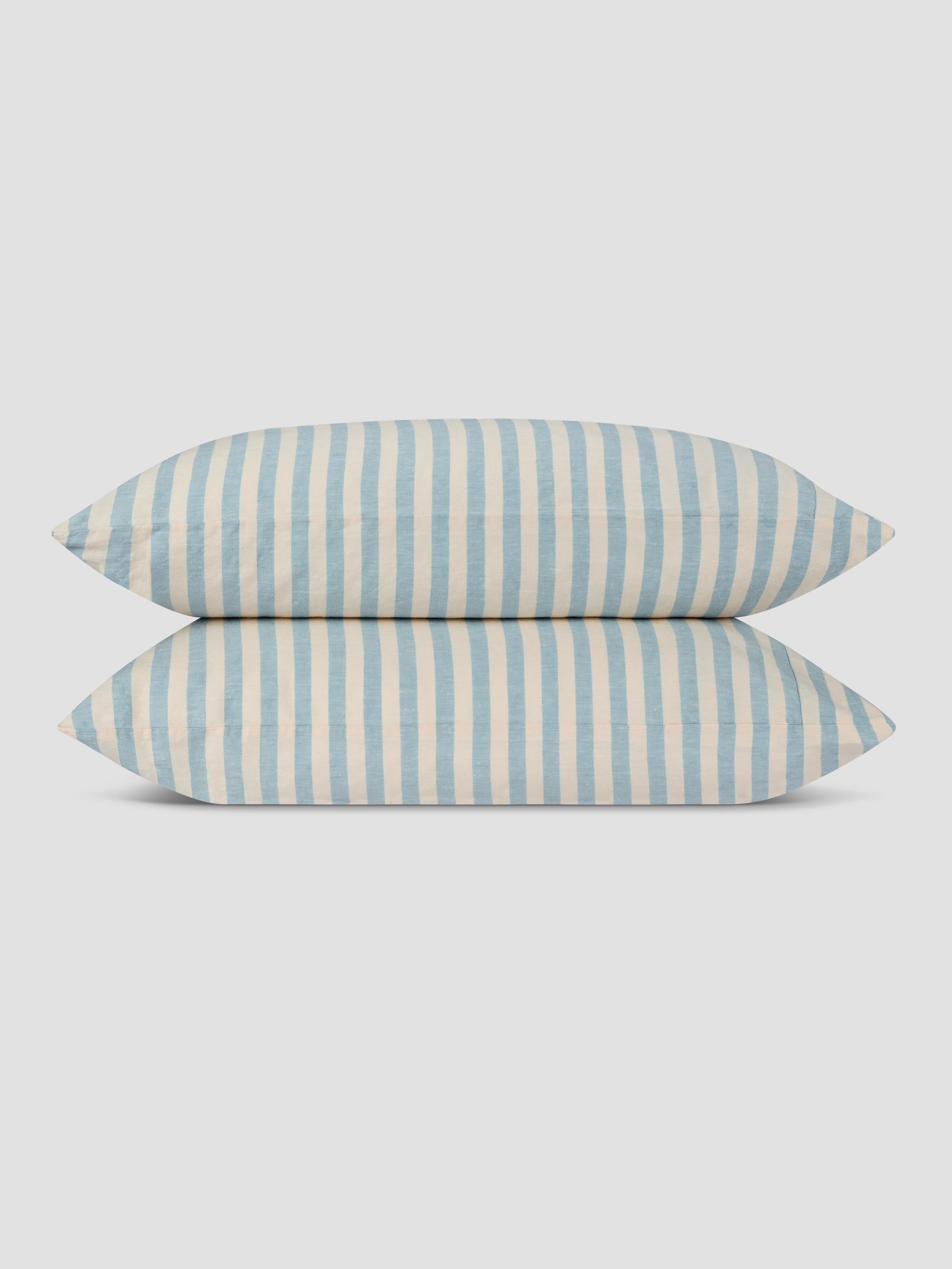 Coastal Blue Pembroke Stripe Linen Blend Pillowcase (Pair) - Image 2